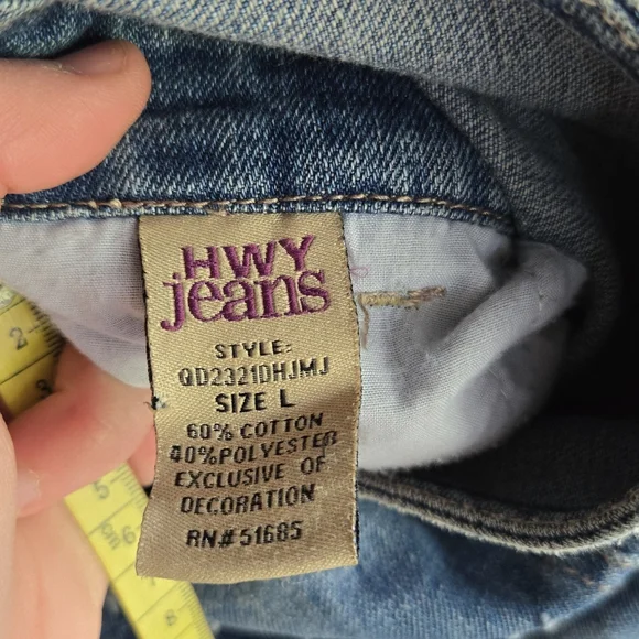 NWT Highway Jeans Distressed Denim Shot Overalls Size L Blue - Picture 7 of 7